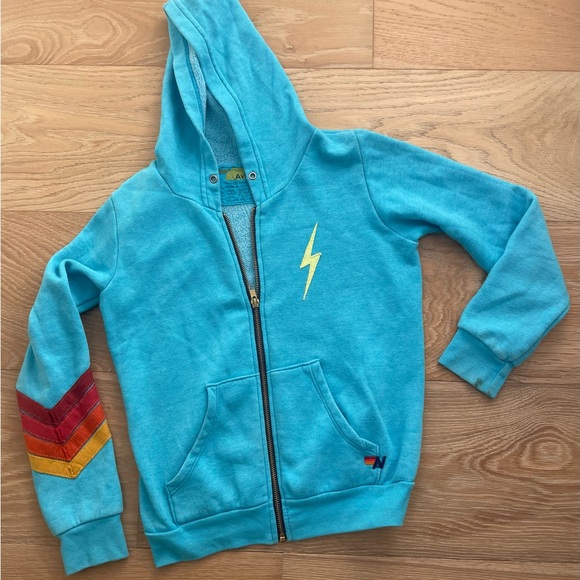 Aviator Nation Other - Aviator Nation Kids Bolt Chevron Hoodie Blue Size 12